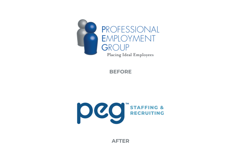 Before and after of brand logos