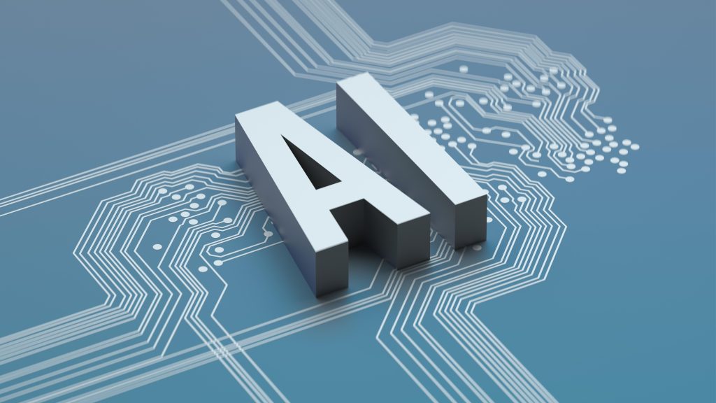 AI letters in front of computer board