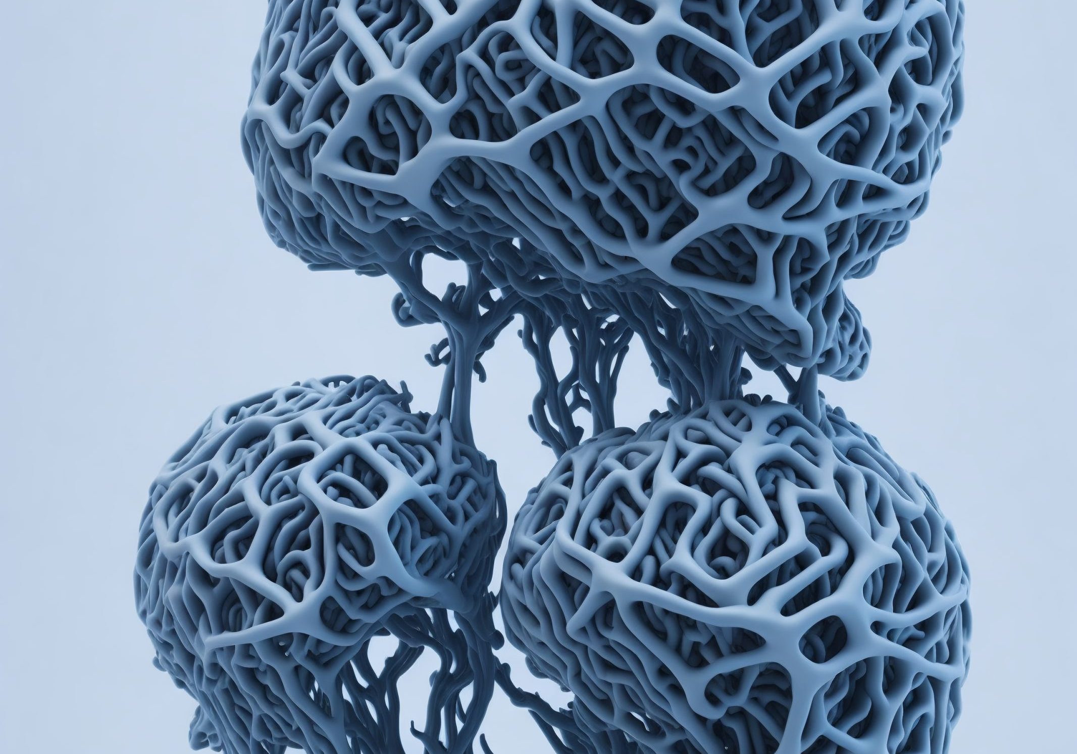 Abstract Drawing: Three Connected Brains three brains connected