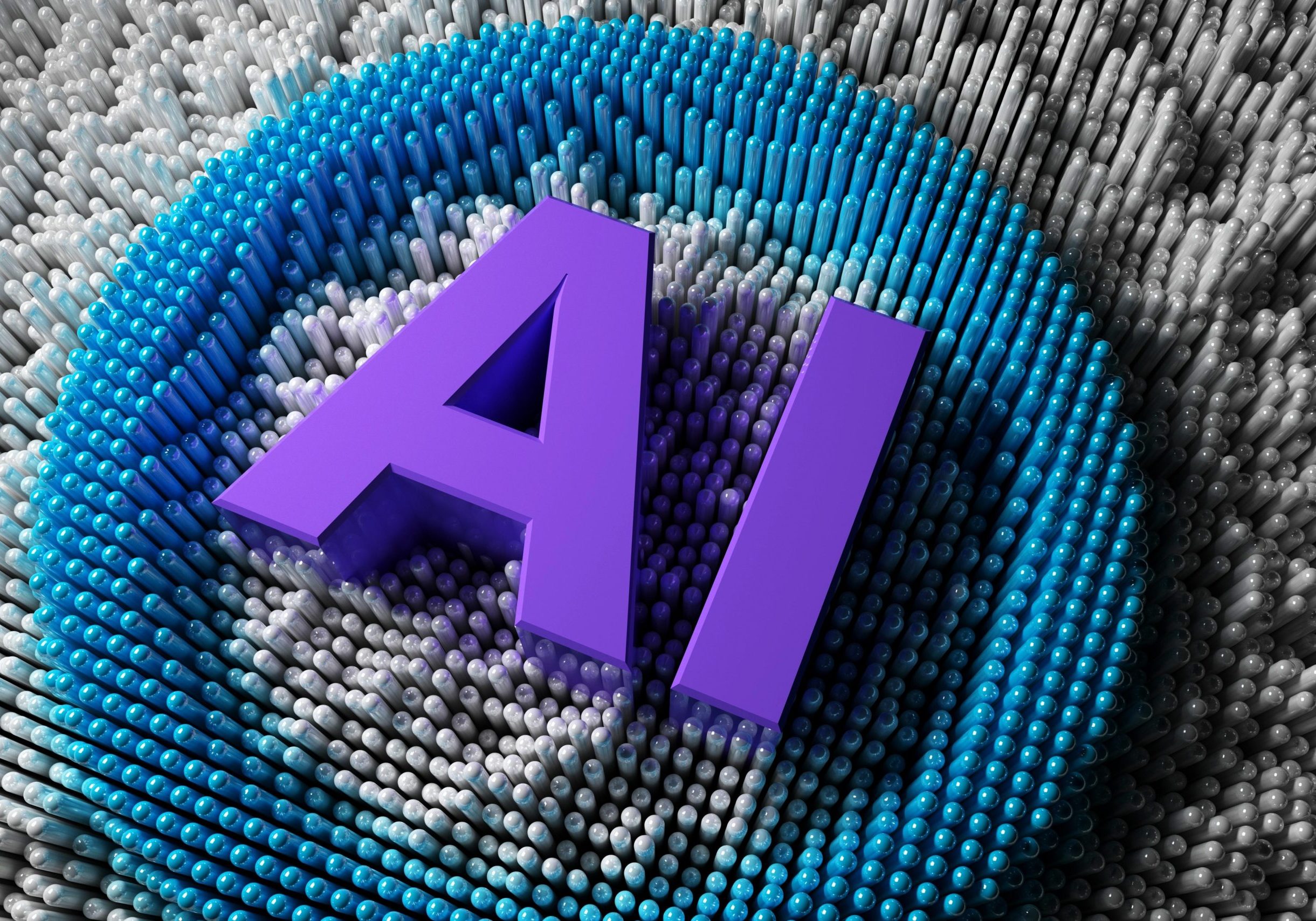 artificial intelligence (ai) and machine learning (ml) AI letters inside a blue ring