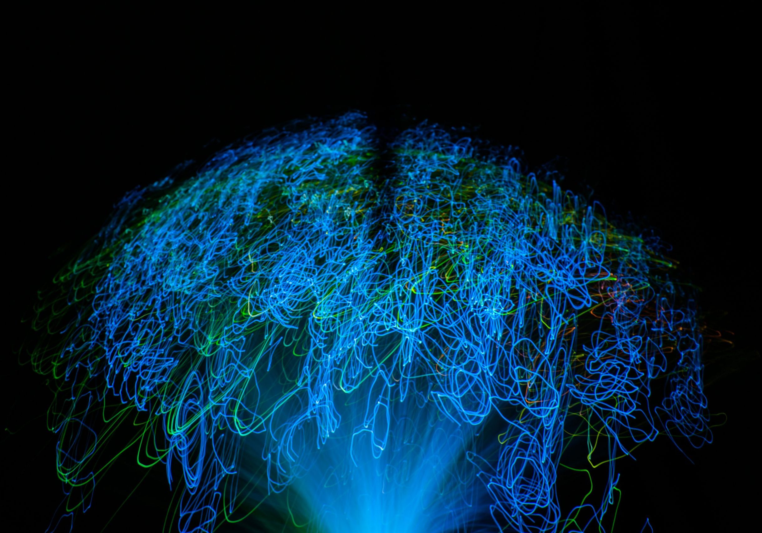 Artificial intelligence digital brain. Shaped with blue neural connection glowing lines. AI digital brain